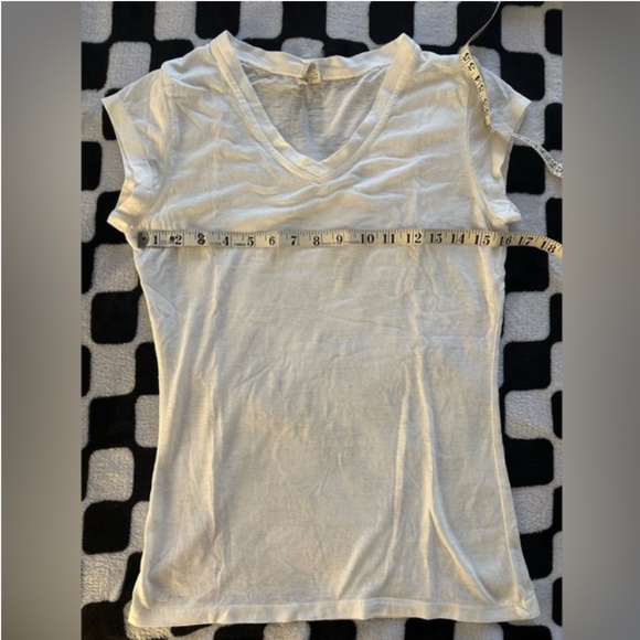 Exist V Neck Slub Sheer Tee Shirt White (S) - Picture 5 of 6